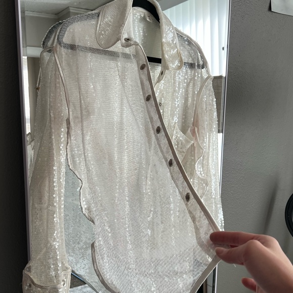 White sequined Shirt / DK - seventeen - Picture 3 of 6